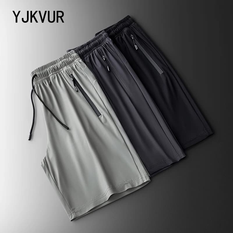 Men's Ice Silk Casual Shorts Summer Thin Quick Dry Breathable Sports 5-inch Pants Loose Plus Size Running Outdoor Beach Shorts