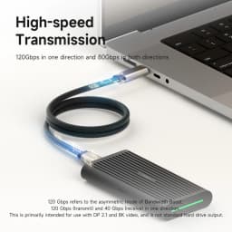 Hagibis TBT5 Cable Super Soft USB C Cable 120Gbps Bandwidth Boost 240W Charging 16K/8K Video Compatible with Thunderbolt 4