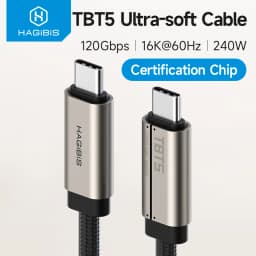 Hagibis TBT5 Cable Super Soft USB C Cable 120Gbps Bandwidth Boost 240W Charging 16K/8K Video Compatible with Thunderbolt 4