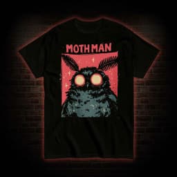 Mothman T-Shirt Men's Vintage Cryptid Print Classic West Virginia Fan Cute Mothman Graphic Short Sleeve Casual Summer Top