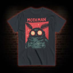 Mothman T-Shirt Men's Vintage Cryptid Print Classic West Virginia Fan Cute Mothman Graphic Short Sleeve Casual Summer Top