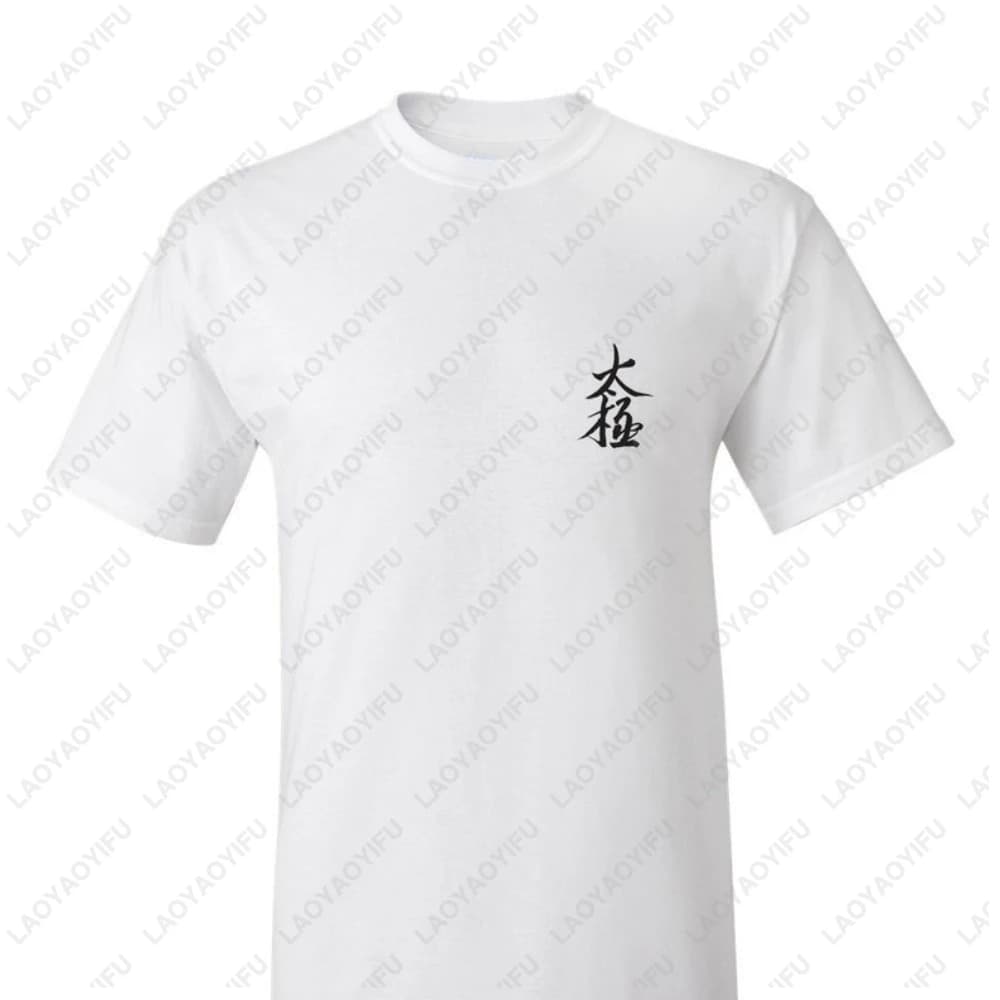 Tai Chi Calligraphy Letter Printed T-Shirt China Chinese Kung Fu Martial Art Wushu Lovers Tshirt Cotton Short Sleeve Clothing