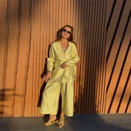 Elegant Wrap Front Solid Color Two Piece Set Women V Neck Long Sleeve Blouse High Waist Wide Leg Pants 2026 Office Casual Outfit