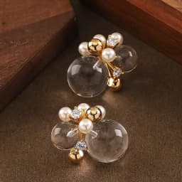 Fashionable and exquisite imitation crystal resin ball pearl zircon stud earrings niche personality simple commuter earrings