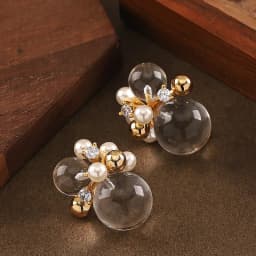 Fashionable and exquisite imitation crystal resin ball pearl zircon stud earrings niche personality simple commuter earrings