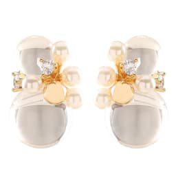 Fashionable and exquisite imitation crystal resin ball pearl zircon stud earrings niche personality simple commuter earrings