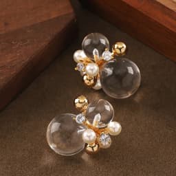 Fashionable and exquisite imitation crystal resin ball pearl zircon stud earrings niche personality simple commuter earrings