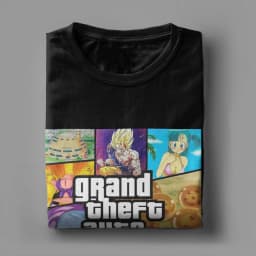 Fashion Grand Theft D-Dragon Ball Z T-Shirts Men Round Collar 100% Cotton T Shirt Short Sleeve Tee Shirt Graphic Printed Tops