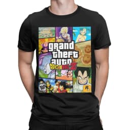 Fashion Grand Theft D-Dragon Ball Z T-Shirts Men Round Collar 100% Cotton T Shirt Short Sleeve Tee Shirt Graphic Printed Tops