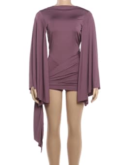 Kliou Sexy Backless Playsuits Woman o-Neck Batwing Sleeve Bandage Decoration Skinny Peach Hip Hot Girls High Street Style Romper