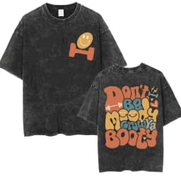 Vintage Washed Harajuku Aesthetic Tee Skeleton Muscle Mommy Print Funny Gym Lover Unisex Casual Soft Breathable Everyday