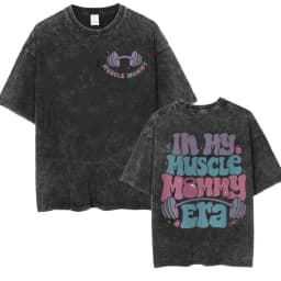 Vintage Washed Harajuku Aesthetic Tee Skeleton Muscle Mommy Print Funny Gym Lover Unisex Casual Soft Breathable Everyday
