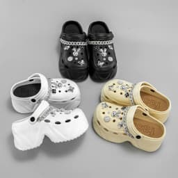 Summer New Style Silver Chain Rabbit Head Fashion Versatile Eva Clogs for Women, Casual Outdoor Slippers, Thick-Soled Non-Slip Height-Increasing Closed-Toe Sandals 8809