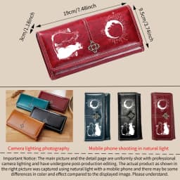 Gothic Moon Black White Cat Leather Wallet Luxury Long Purses for Cards Holder Wallets with Zip Coin Pocket Ladies Handbags
