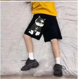 【 M-8XL 】2026 Cute Cat Print Men Shorts Elastic Waist Drawstring Loose Casual Summer Shorts