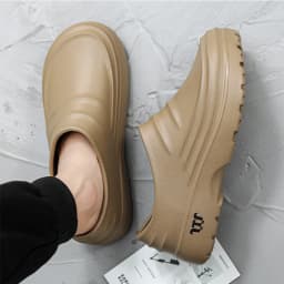 Men's New Vintage Style Casual Slip-On Shoes for Teenagers, Suitable for All Seasons, Waterproof Thick-Soled Eva One-Piece Flat Loafers, Splash-Proof Fishing Shoes