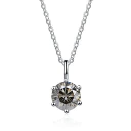 JOIAS HOME Silver S925 1ct D COLRO Moissanite Round Gemstone Pendant Necklace Simple and Elegant O-Chain Fashion Versatile