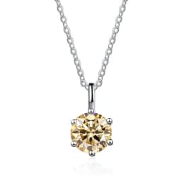 JOIAS HOME Silver S925 1ct D COLRO Moissanite Round Gemstone Pendant Necklace Simple and Elegant O-Chain Fashion Versatile