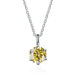 JOIAS HOME Silver S925 1ct D COLRO Moissanite Round Gemstone Pendant Necklace Simple and Elegant O-Chain Fashion Versatile