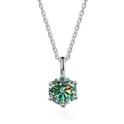 JOIAS HOME Silver S925 1ct D COLRO Moissanite Round Gemstone Pendant Necklace Simple and Elegant O-Chain Fashion Versatile
