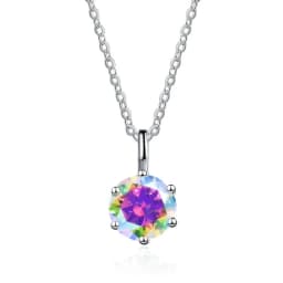 JOIAS HOME Silver S925 1ct D COLRO Moissanite Round Gemstone Pendant Necklace Simple and Elegant O-Chain Fashion Versatile