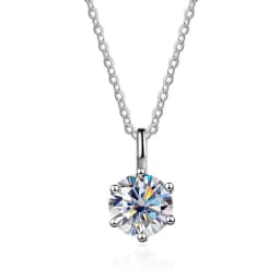 JOIAS HOME Silver S925 1ct D COLRO Moissanite Round Gemstone Pendant Necklace Simple and Elegant O-Chain Fashion Versatile