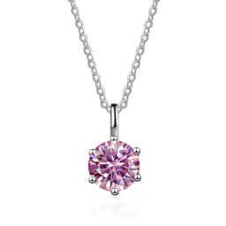 JOIAS HOME Silver S925 1ct D COLRO Moissanite Round Gemstone Pendant Necklace Simple and Elegant O-Chain Fashion Versatile