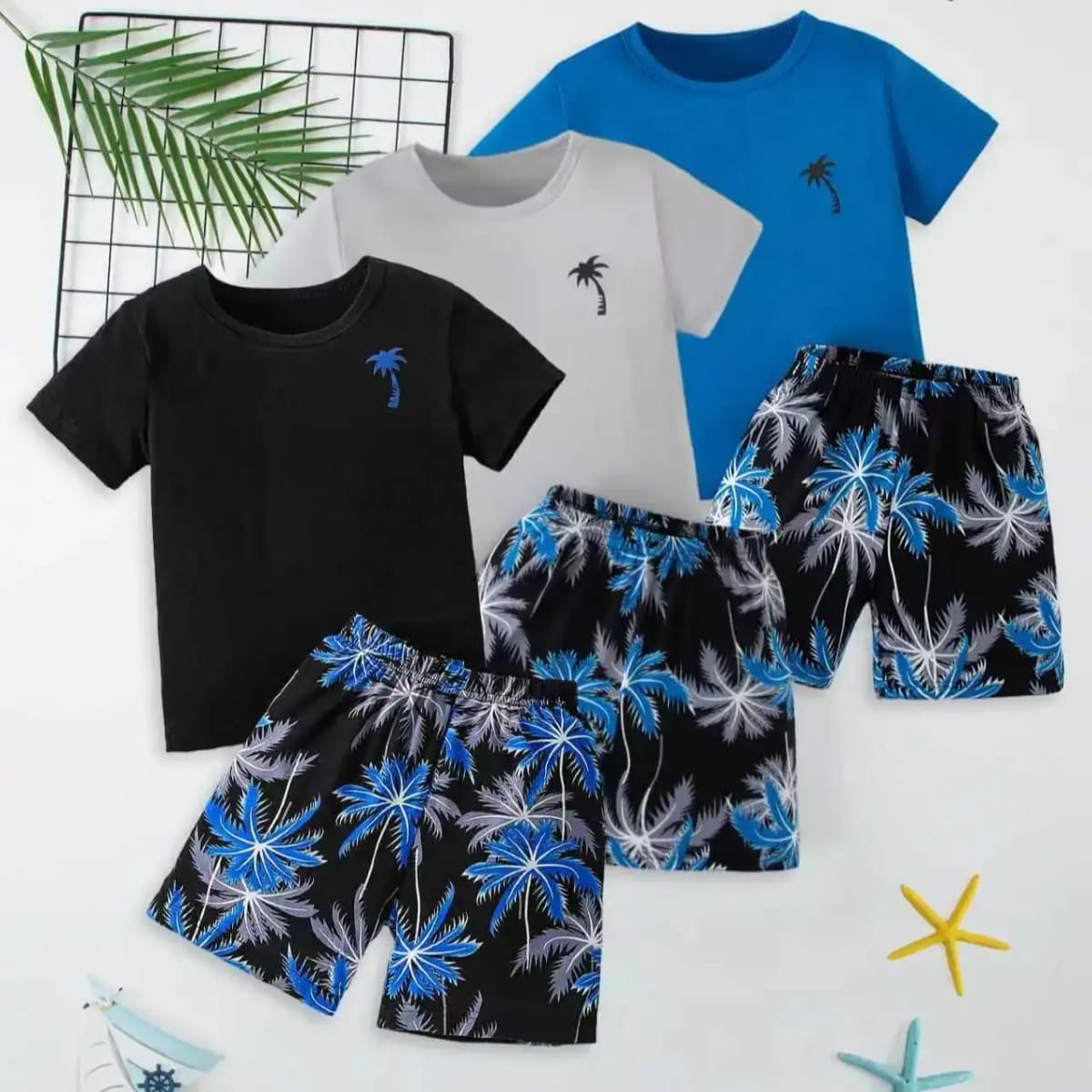 2-Piece Children's Summer Casual Minimalist Set for Boys and Girls, Comfortable Round Neck Short-Sleeved Top, Versatile Shorts