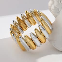 Creative Acrylic Wide Bullet Shape Beads Stretch Bracelets Beaded Elastic Bangles for Women Exaggerated Jewelry Gifts