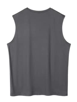 100% Pure Cotton Men's Summer Fashionable Casual Retro 1973 Pattern Printed Fitness Breathable Loose Round Neck Sleeveless Vest