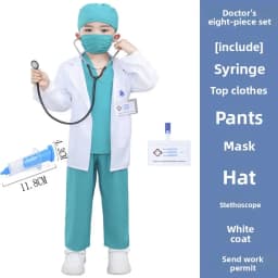 Children’s Doctor Nurse Costume Set Role-Play Pretend Uniform Preschool Education School Performance Outfit for Kids