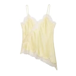 Women's Summer Asymmetrical Hem Lace Trim Cami Top, Sleeveless V Neck Satin Camisole, Casual Daily Wear Multiple Colors