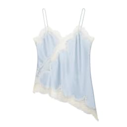 Women's Summer Asymmetrical Hem Lace Trim Cami Top, Sleeveless V Neck Satin Camisole, Casual Daily Wear Multiple Colors