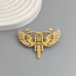 Original design wings motorcycle gold-plated stainless steel brooch, waterproof and non-fading brooch, suit accessories