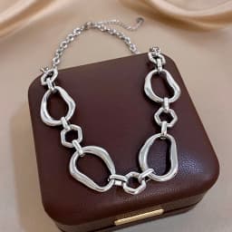 Irregular Geometric Circle Chain Necklaces for Women Fashion Gold Silver Color Stainless Steel Necklace Waterproof Jewelry
