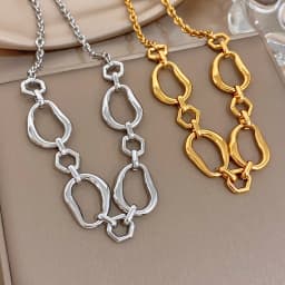 Irregular Geometric Circle Chain Necklaces for Women Fashion Gold Silver Color Stainless Steel Necklace Waterproof Jewelry