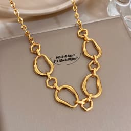 Irregular Geometric Circle Chain Necklaces for Women Fashion Gold Silver Color Stainless Steel Necklace Waterproof Jewelry