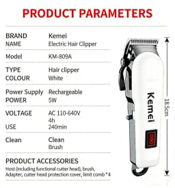 Kemei Hair Clipper Or Blade Hair Cut Maching Wireless Trimmer Men Professional Clipper Machine Rechargeable Hair Cut Barber 809A