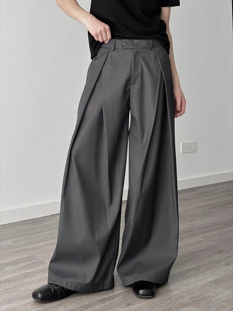 Streetwear Wide Leg Casual Pants Men Harajuku Curved Suit Pants Black Flared Long Trousers High-quality Breand Oversize Baggy