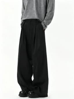 Streetwear Wide Leg Casual Pants Men Harajuku Curved Suit Pants Black Flared Long Trousers High-quality Breand Oversize Baggy