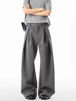 Streetwear Wide Leg Casual Pants Men Harajuku Curved Suit Pants Black Flared Long Trousers High-quality Breand Oversize Baggy