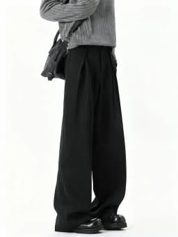 Streetwear Wide Leg Casual Pants Men Harajuku Curved Suit Pants Black Flared Long Trousers High-quality Breand Oversize Baggy