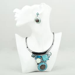 ICEYY Crystal Boutique Geometric Resin Chunky Bib Necklace Earrings Jewelry Set for Women Wedding Trendy Accessory