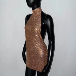 Shiny Rhinestone Metal Sequins Mini Dress For Women Sexy Backless Mock Neck Halter Neck Sleeveless Dress Party Evening Dresses