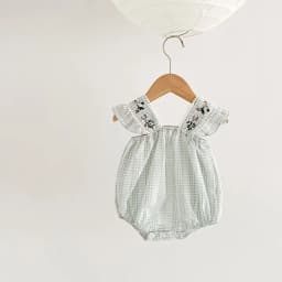 Summer Korean-style Cute and Fashionable Wrap-around Romper for Baby Girls, Made of Natural and Breathable Fabric