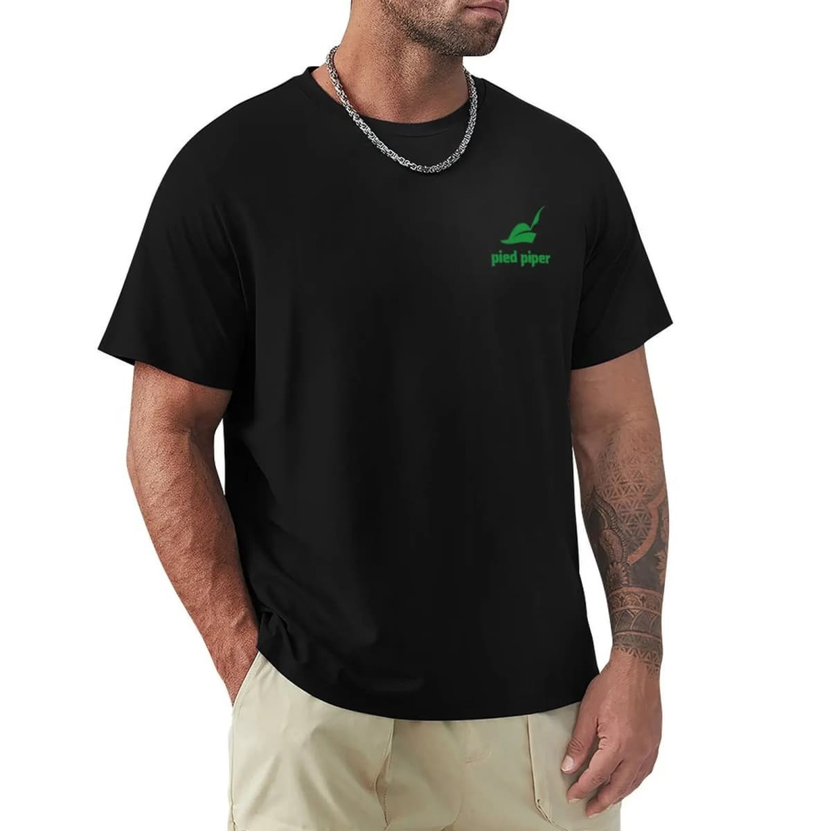 Pied Piper - Silicon Valley (Green Logo) T-Shirt Comfort Stretch Tee Shirt