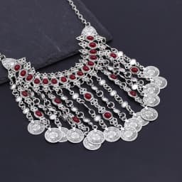 Vintage Coins Tassel Bib Necklace For Women Boho Gypsy Ethnic Trible Accessory Afghan Turkish Charms Female Exaggerate Jewelry