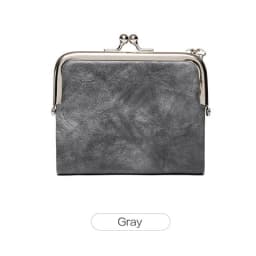 Women Vintage Leather Wallet Kiss Lock Coin Purse Short Clutch Zipper Card Holder Large Capacity Lady Wallet