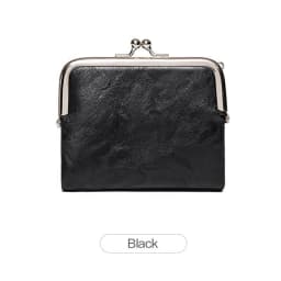 Women Vintage Leather Wallet Kiss Lock Coin Purse Short Clutch Zipper Card Holder Large Capacity Lady Wallet