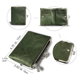 Women Vintage Leather Wallet Kiss Lock Coin Purse Short Clutch Zipper Card Holder Large Capacity Lady Wallet